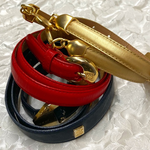 Lot of 3 Vintage Designer Leather Belts - Anne Klein, Jones of New York, Leather - Picture 1 of 12